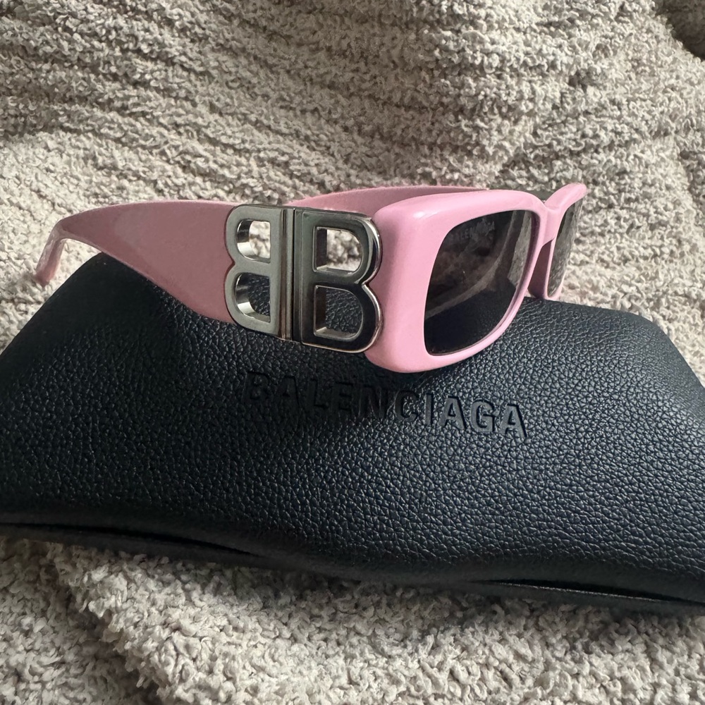 New Balenciaga Dynasty 51MM rectangular sunglasses pink 100% Authentic